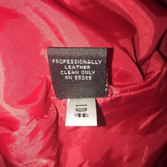 100% Suede Red Leather Express Button Up Collared Jacket~ Size M