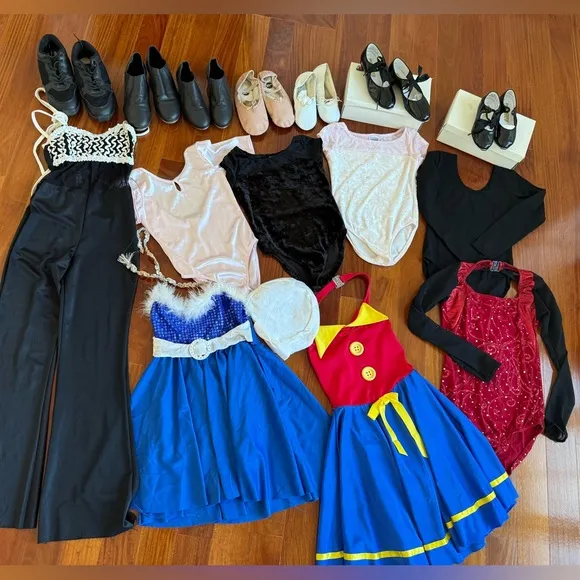 12 Girls Dance Outfits Tap Shoes Leotard Costume Ballet Gymnastics Hip Hop Jazz