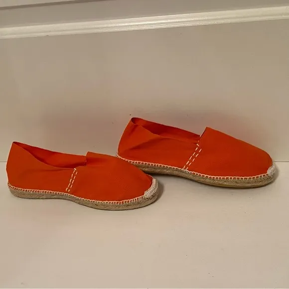 2 ESPADRILLES HANDMADE SHOES FLATS ESPADRILLES ORANGE CANVAS ROPE SIZE 37 SPAIN