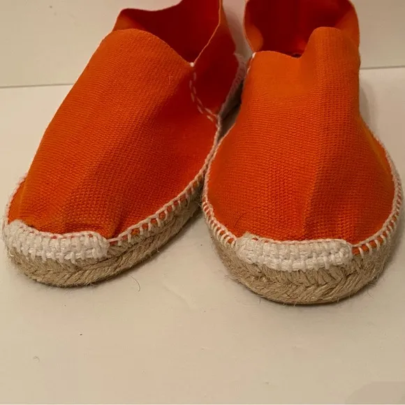 2 ESPADRILLES HANDMADE SHOES FLATS ESPADRILLES ORANGE CANVAS ROPE SIZE 37 SPAIN