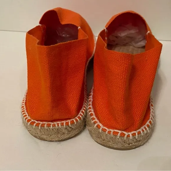 2 ESPADRILLES HANDMADE SHOES FLATS ESPADRILLES ORANGE CANVAS ROPE SIZE 37 SPAIN