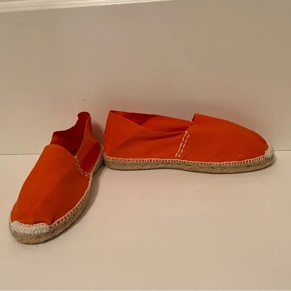 2 ESPADRILLES HANDMADE SHOES FLATS ESPADRILLES ORANGE CANVAS ROPE SIZE 37 SPAIN