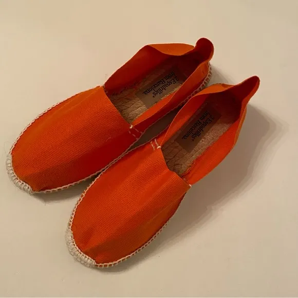 2 ESPADRILLES HANDMADE SHOES FLATS ESPADRILLES ORANGE CANVAS ROPE SIZE 37 SPAIN