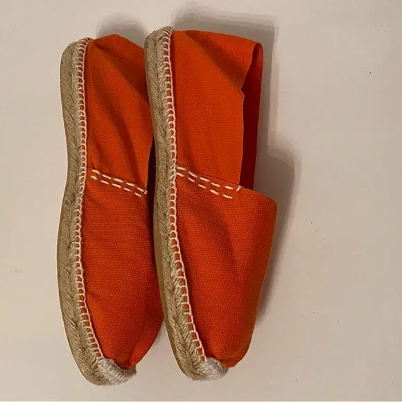 2 ESPADRILLES HANDMADE SHOES FLATS ESPADRILLES ORANGE CANVAS ROPE SIZE 37 SPAIN