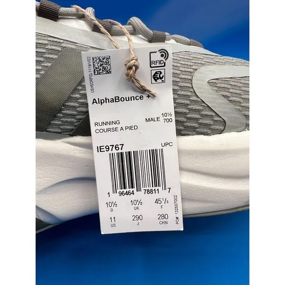 Adidas Alphabounce  Sneakers Running Mens Size‎ 11 Gray Low Cut Athletic IE9767