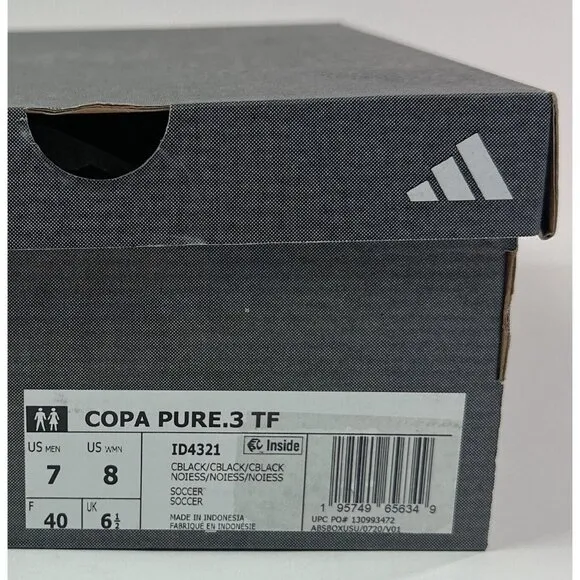 Adidas Copa Pure.3 TF Black Low Top Turf Soccer Shoes Cleats Lace Up ID4321