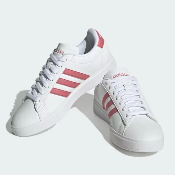Adidas Grand Court 2.0 NWT women’s white &amp; pink shoes size 9.5