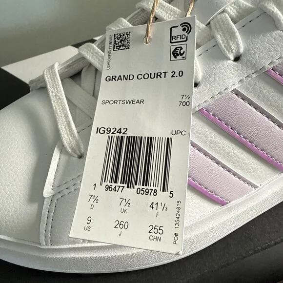 Adidas Grand Court 2.0 Women's Size US 9 Athletic Shoes White Casual Sneakers