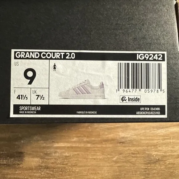 Adidas Grand Court 2.0 Women's Size US 9 Athletic Shoes White Casual Sneakers