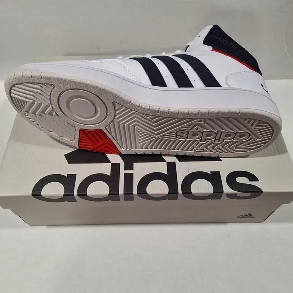 Adidas Hoops 3.0 Mid Mens Shoes Size 11 Color Cloud White/Legend Ink/Vivid Red