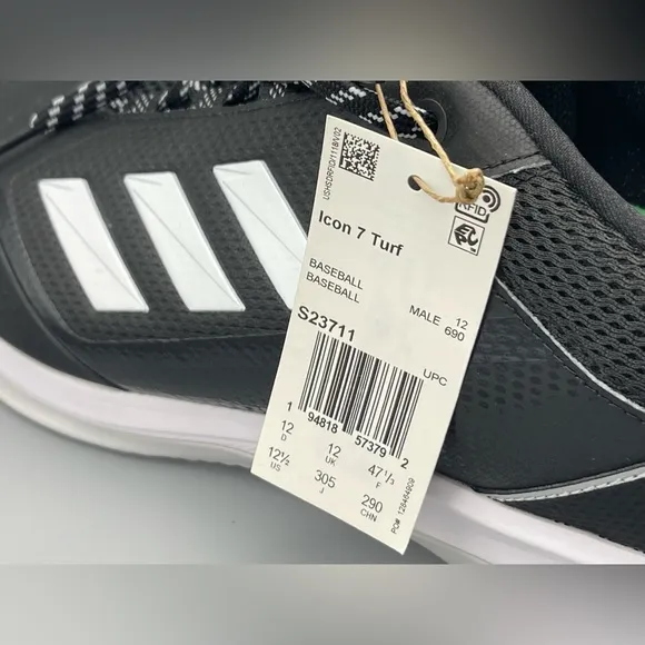 Adidas Icon 7 Baseball Turf Shoes S23711 Black White Men's Size 12.5 NEW