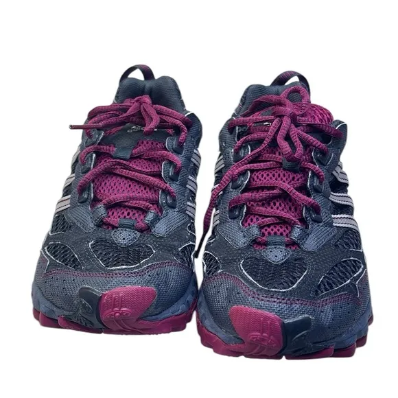 Adidas Kanadia Trail Running Shoes Gray Red Lace Up Low Top  Womens  Sz 8