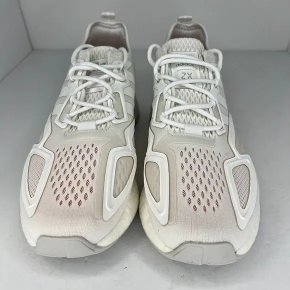 Adidas Mens GY2688 ZX 2K Boost Triple White Lace Up Sneaker Size 9 Running Shoes