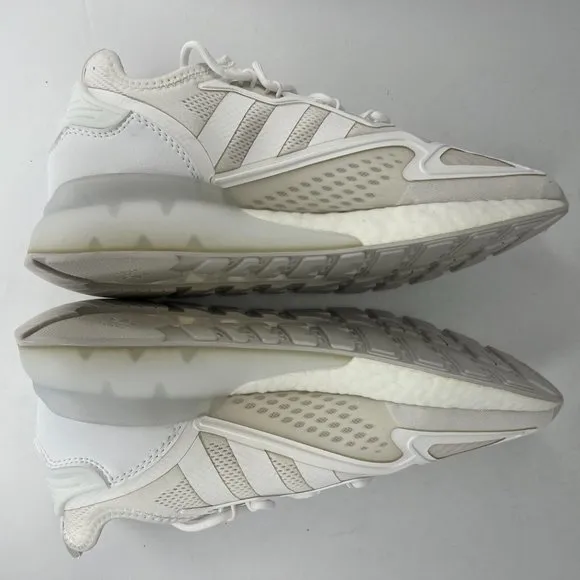 Adidas Mens GY2688 ZX 2K Boost Triple White Lace Up Sneaker Size 9 Running Shoes