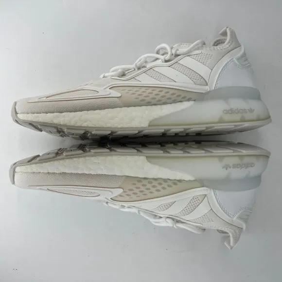 Adidas Mens GY2688 ZX 2K Boost Triple White Lace Up Sneaker Size 9 Running Shoes