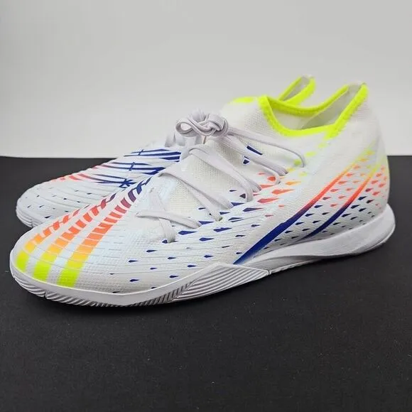 Adidas Men's Predator Edge.3 Turf Shoes White/Yellow/Blue Men's Size 10 New