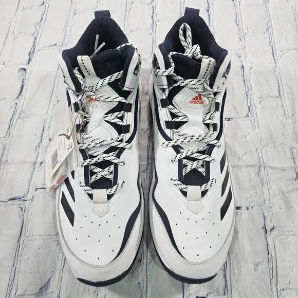 adidas MENS SIZE 15 ICON 6 Turf Baseball Shoes White Navy EG7598