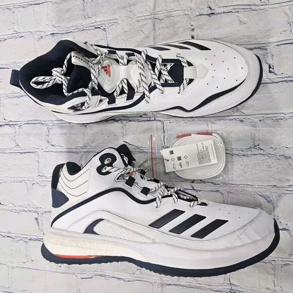 adidas MENS SIZE 15 ICON 6 Turf Baseball Shoes White Navy EG7598