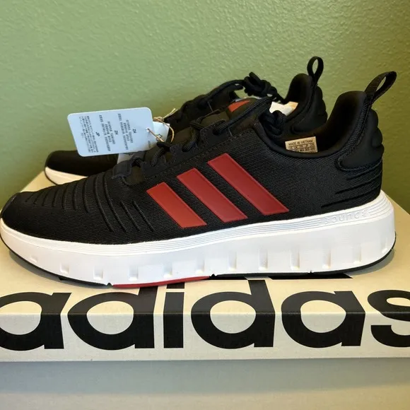adidas Men's Swift Run 23 Core Black/White/Red Stripes - Size 12 NWT in Box!