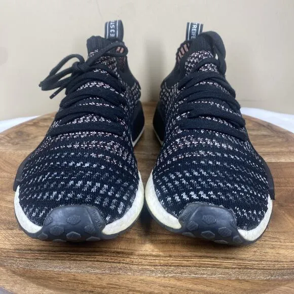 Adidas NMD R1 STLT Primeknit Solar Pink Mens Black Flyknit Size 10.5 Shoes