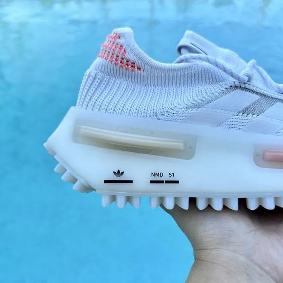 Adidas NMD_S1 Low White Coral Fusion Women's Athletic Shoes HQ4465 Size 6