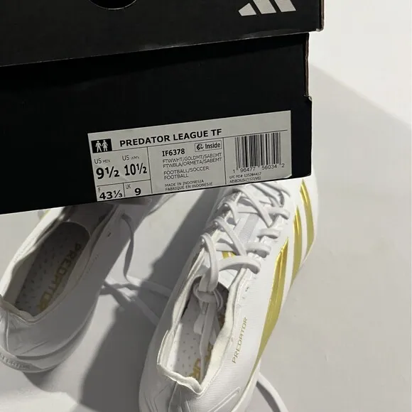 Adidas Predator League TF Soccer Turf Shoe White IF6378 Football Cleats 9.5 NIB