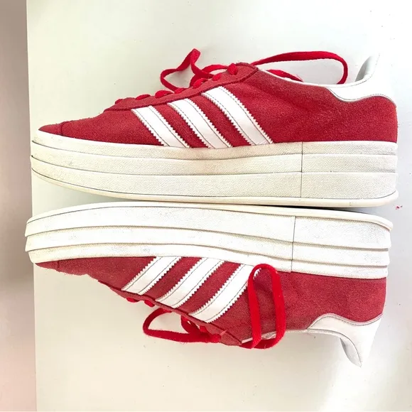 Adidas Red Sz 9.5 GAZELLE BOLD SHOES Platform Suede Leather Trendy Sneakers