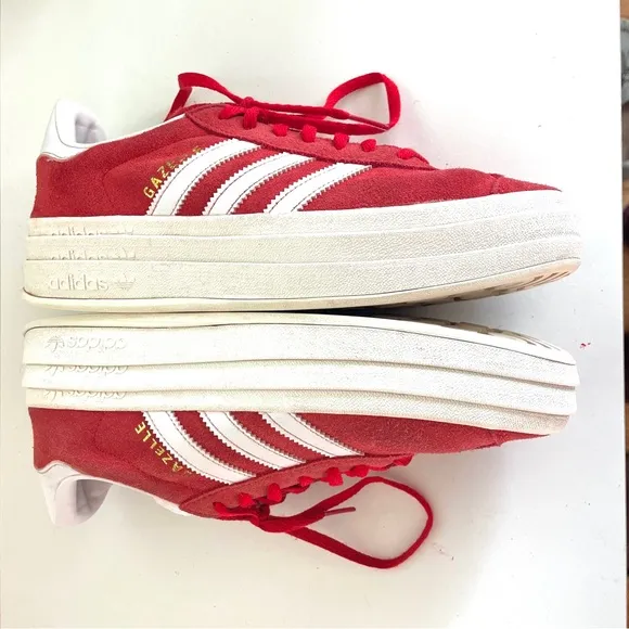 Adidas Red Sz 9.5 GAZELLE BOLD SHOES Platform Suede Leather Trendy Sneakers