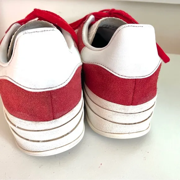 Adidas Red Sz 9.5 GAZELLE BOLD SHOES Platform Suede Leather Trendy Sneakers