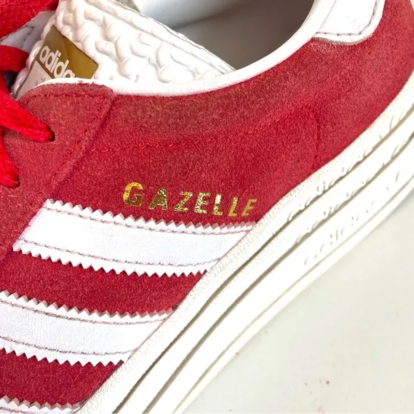 Adidas Red Sz 9.5 GAZELLE BOLD SHOES Platform Suede Leather Trendy Sneakers