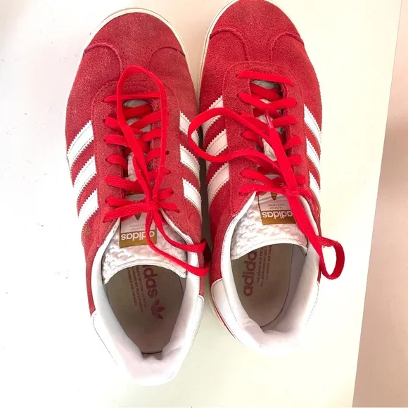 Adidas Red Sz 9.5 GAZELLE BOLD SHOES Platform Suede Leather Trendy Sneakers