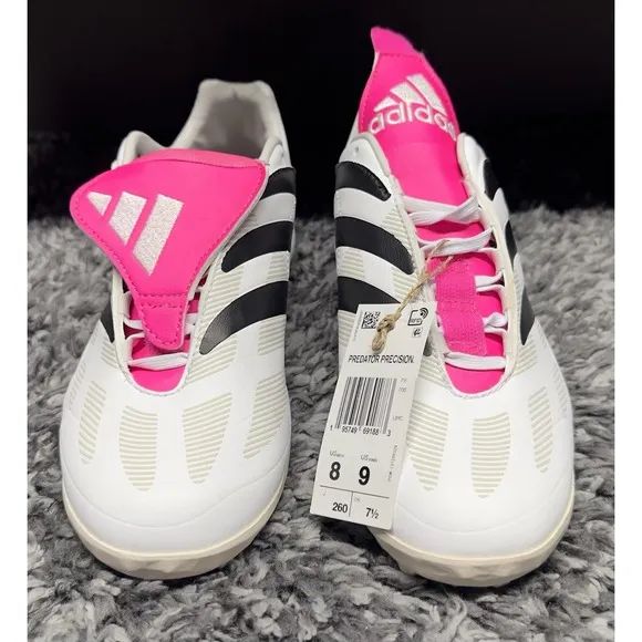 Adidas Soccer Shoes Cleats Size 8 White Pink Predator Precision.3 Turf Soccer