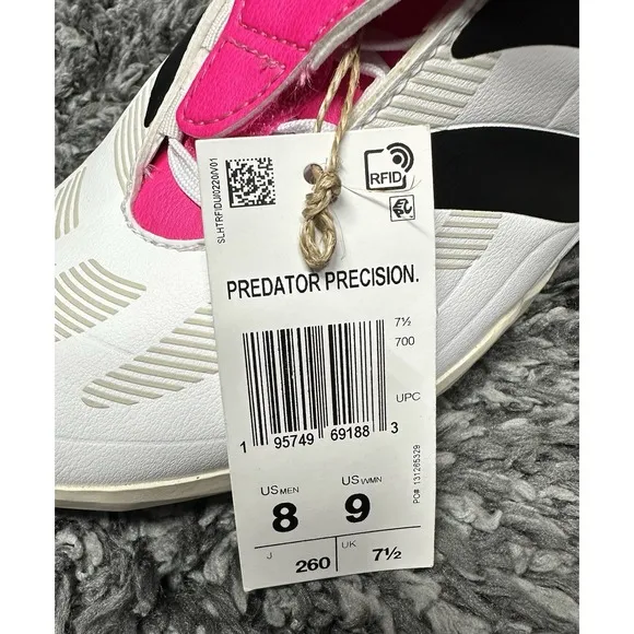 Adidas Soccer Shoes Cleats Size 8 White Pink Predator Precision.3 Turf Soccer