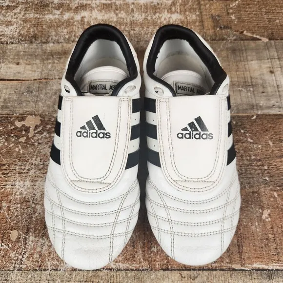Adidas Taekwondo Shoes Youth Sz 5.5 Martial Arts Indoor White Black Stripes TKD