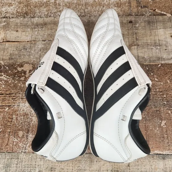 Adidas Taekwondo Shoes Youth Sz 5.5 Martial Arts Indoor White Black Stripes TKD