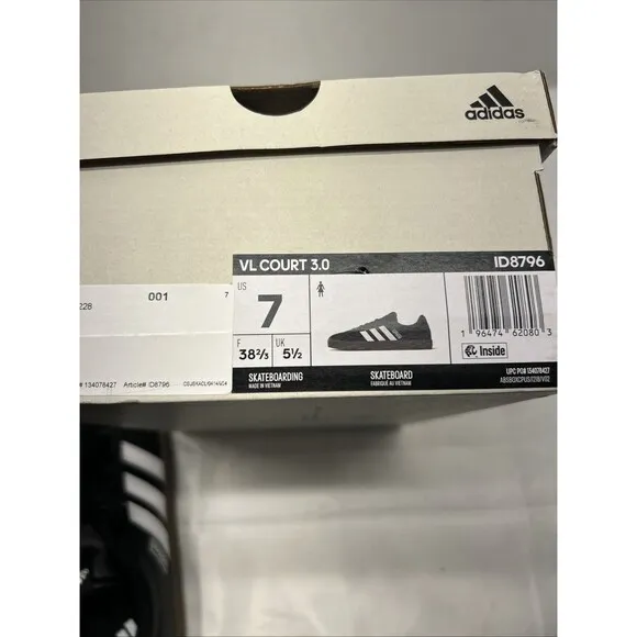 Adidas VL Court 3.0 Women's Shoes Size 7  Black with White Stripe New in Box