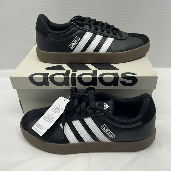 Adidas VL Court 3.0 Women's Shoes Size 7  Black with White Stripe New in Box