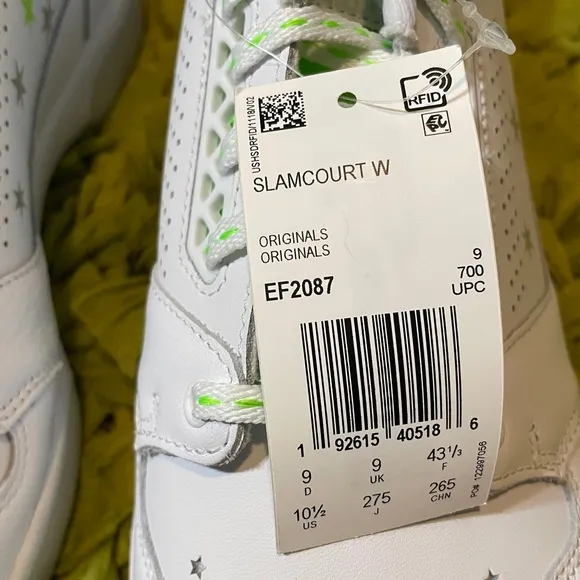 Adidas White Green SlamCourt Original Sneakers