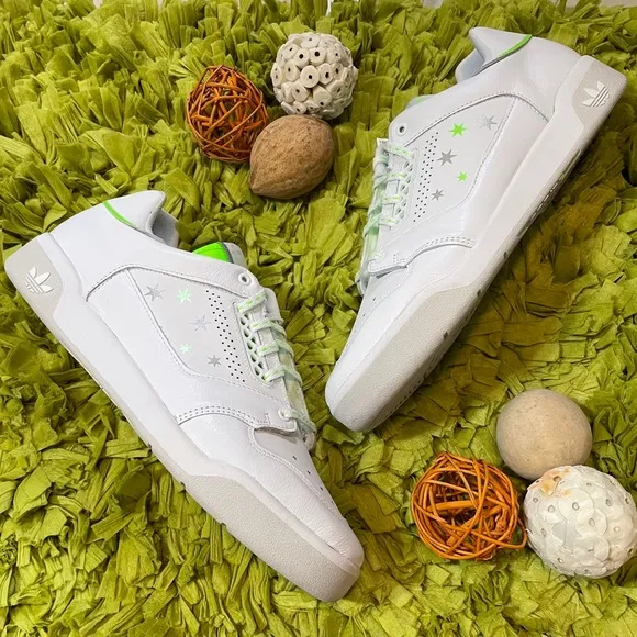 Adidas White Green SlamCourt Original Sneakers