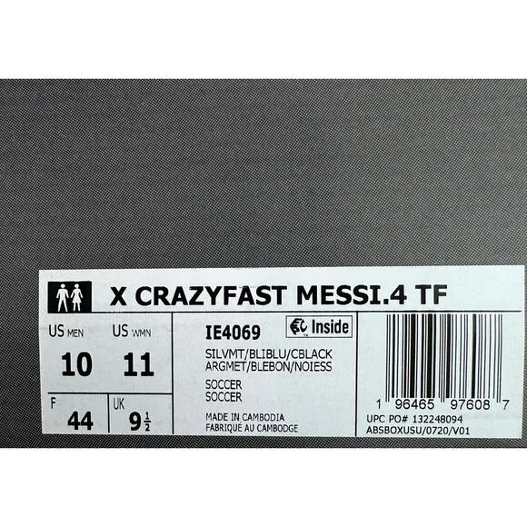 Adidas X Crazyfast Messi.4 TF Unisex Shoes Mens 10 Womens 11