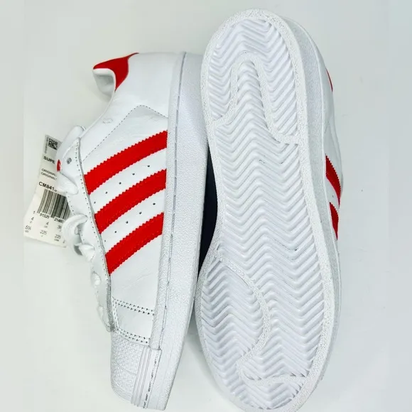 Adidas x Hattie Stewart Superstar White Red Shell Toe Leather CM8413 - Sz. 5.5