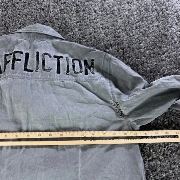 Affliction Black Premium Razorblade Shirt Mens Medium Button Up Long Sleeve Y2K