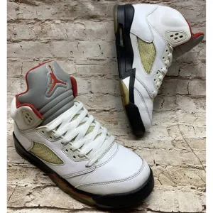 AIR JORDAN BOY'S  5 RETRO (GS)  SHOES  2012 440888 100  FIRE RED WHITE  SIZE 6Y
