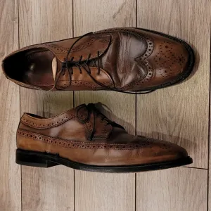 ALLEN EDMONDS Brown‎ Leather McGregor Sz 9.5 D Long Wing Tip Mens Shoes