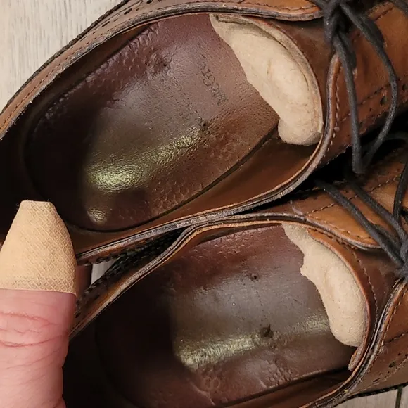 ALLEN EDMONDS Brown‎ Leather McGregor Sz 9.5 D Long Wing Tip Mens Shoes