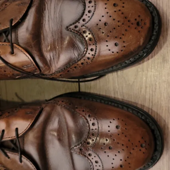 ALLEN EDMONDS Brown‎ Leather McGregor Sz 9.5 D Long Wing Tip Mens Shoes