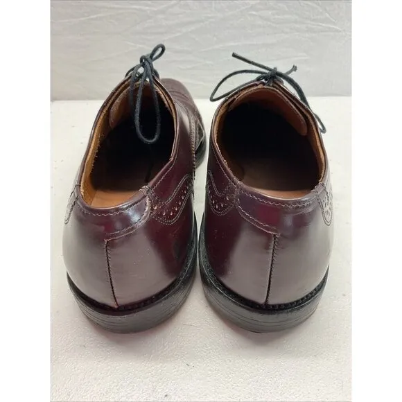 Allen Edmonds Lloyd mens 9 C burgundy leather wingtip dress shoes oxford USA