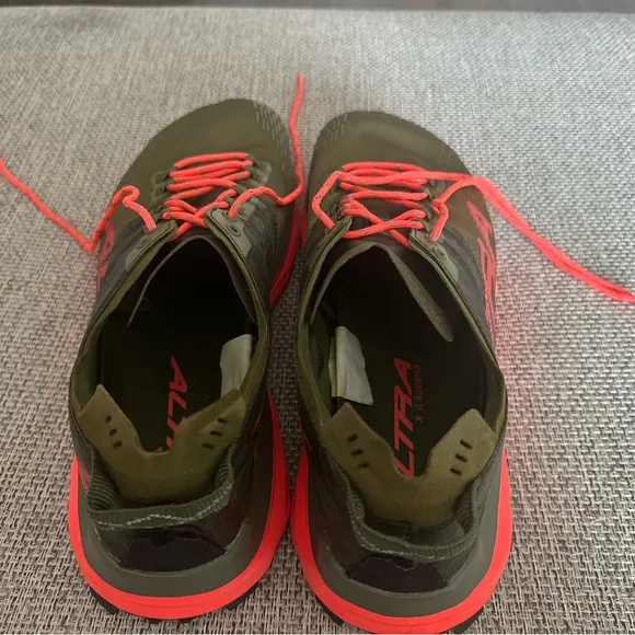 Altra Mont Blanc men’s olive green and neon orange Trail Running Shoes