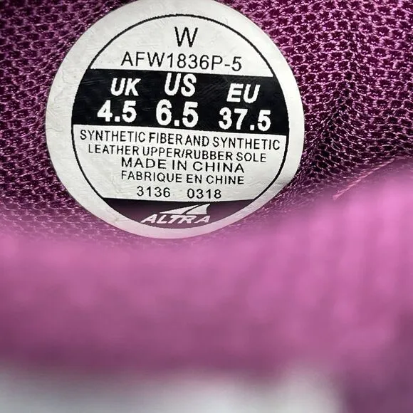 Altra Solstice Womens Size 6.5 Running Sneakers Shoes Purple AFW1836P-5 Trail