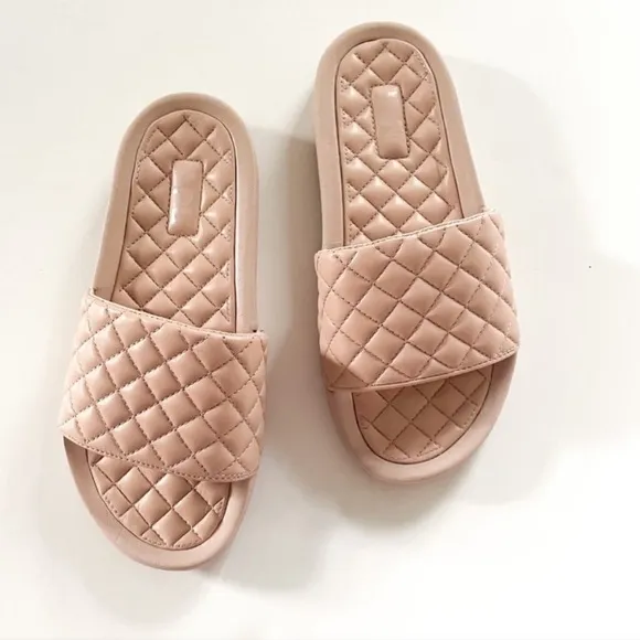 APL Lusso Quilted Slide clay Sandals womens 5 Rose Dust